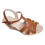 Sandale dama maro din piele naturala cu barete si platforma wedge S134M